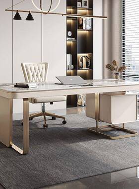 书桌轻奢现代约风板办公桌椅电脑设计师桌子OVZ岩书简房写桌字台