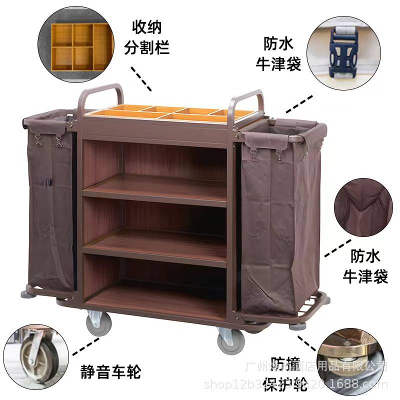 酒店客房服务车宾馆房口车换洗布草推车不锈钢卫生清洁车布草车