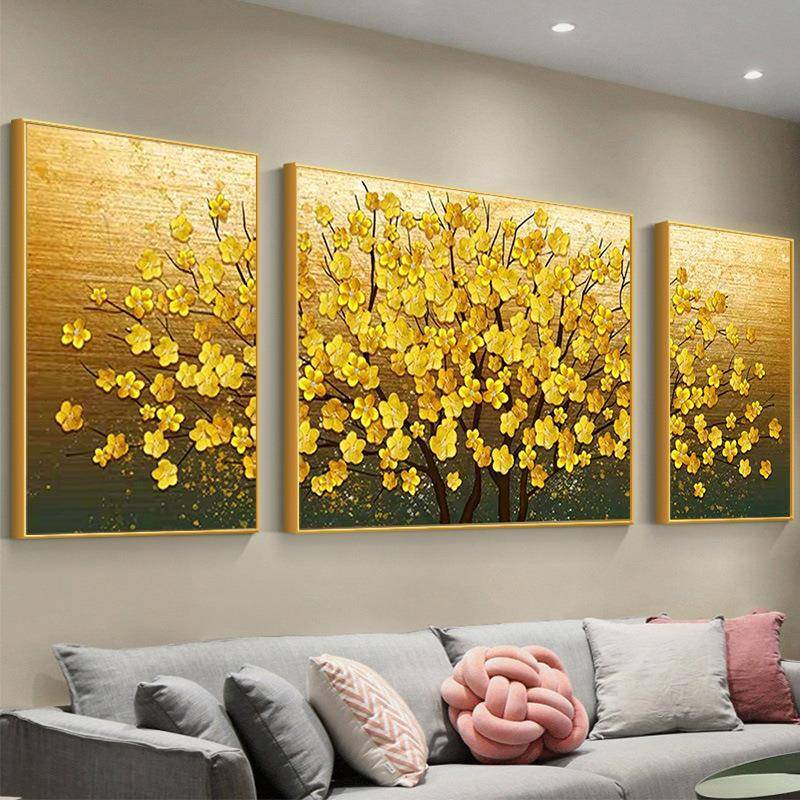 5d钻字石画2762025年款满钻客厅三联画发新财树砖石贴画秀水晶十