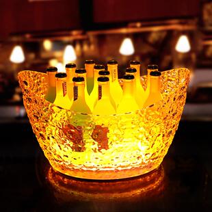 led框酒吧发宝光元冰桶冰纹冰封C耐摔香槟酒桶透明KTV939啤酒冰粒