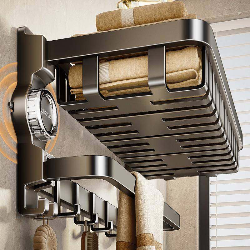 架吸盘毛巾免打孔卫生浴室置物壁885架一体挂间式厕所洗澡收纳浴