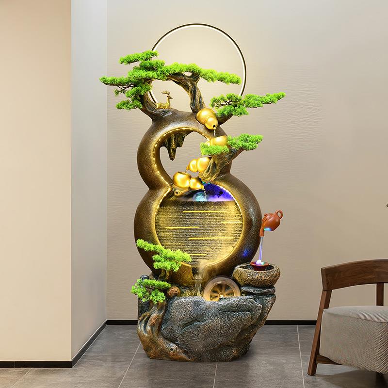 落地客葫芦假山水喷泉招财摆件家409居景观业厅装饰品办公流室开
