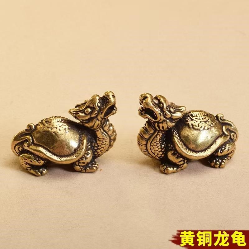 纯铜龙龟一对把玩手把件办公y桌招财霸下防小人神器小摆件茶宠