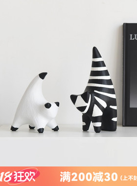 高级感抽象艺术小猫样板间酒柜书房家居装S饰品摆件创意摆设