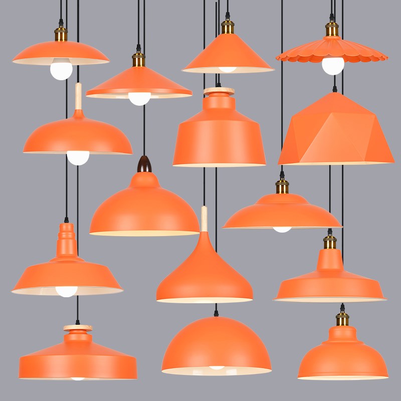 工业风橙色创意锅盖吊灯餐厅卡座餐E饮店餐桌火锅店饭店铺商用灯