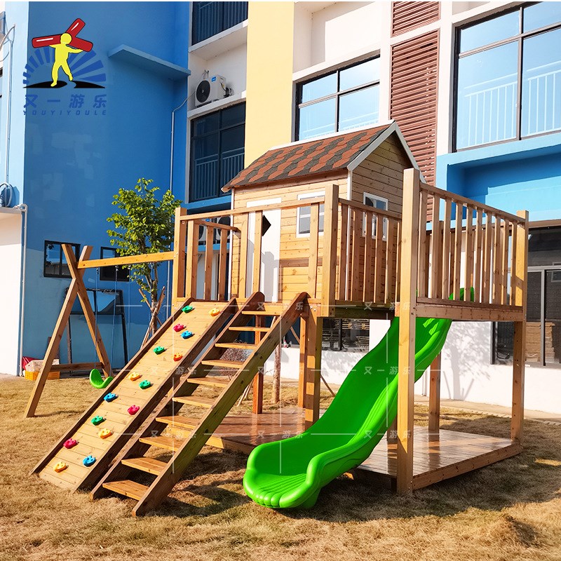 木制户外滑梯幼儿园大型体能拓展儿童攀爬架庭院滑滑梯秋千组合