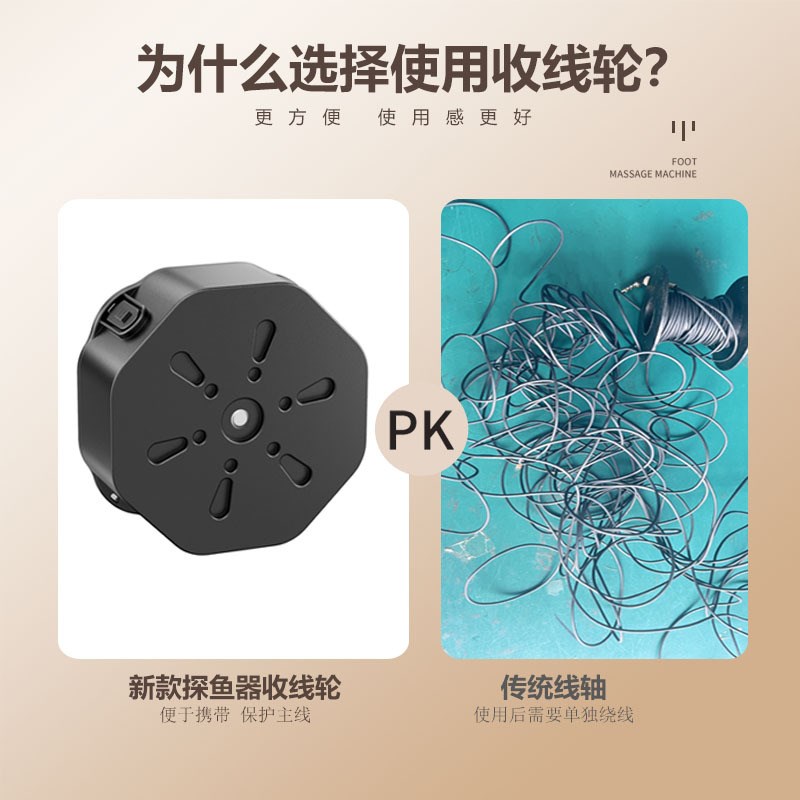 新款可是探鱼器收线轮手摇轮钓鱼仪器绕线轮大号50米收线盒