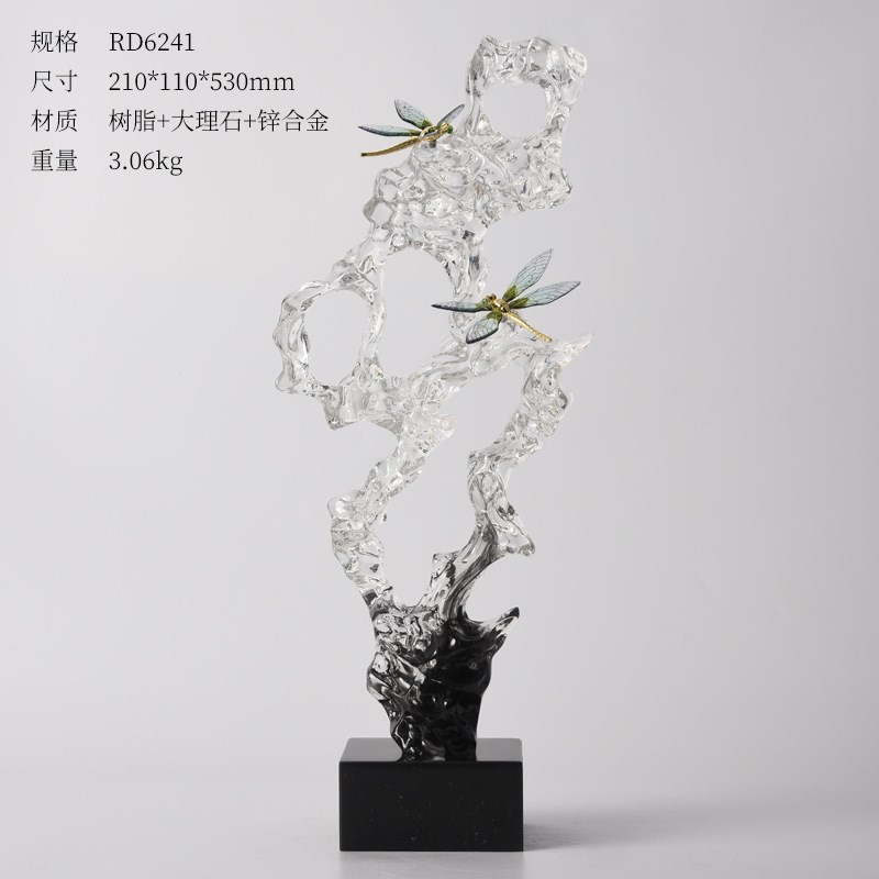 透明树脂雕塑太湖石摆件酒店大堂酒柜楼梯间老板书房玄关软装饰品