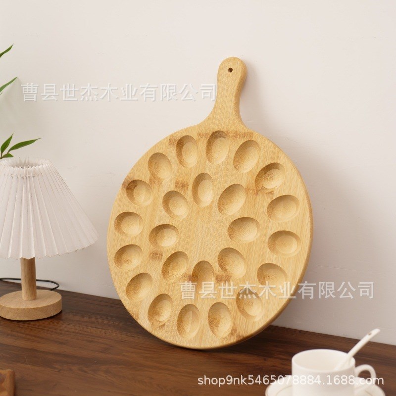 木质鸡蛋托盘分格鸡蛋固定架双面可用蛋托手持木盘带手柄实木托盘
