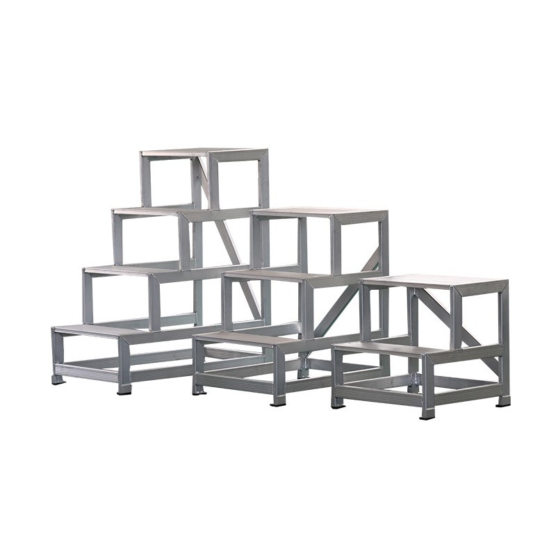 工业铝合金塌台平台梯工程建筑户外铝合金踏步台踏步梯登高梯移动