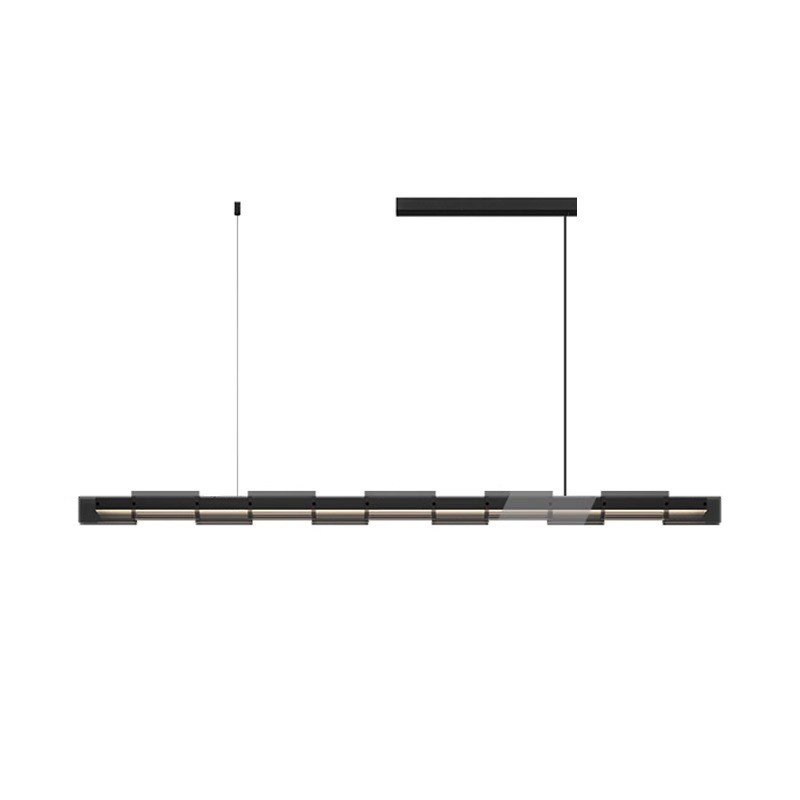 意式极简餐厅吊灯现代简约高端设计师光影艺术上下错落玻璃长条灯