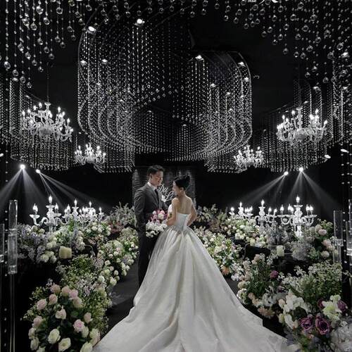 婚礼堂布置吊顶定位架水晶珠帘架子婚礼铁艺吊顶骨架装饰道具