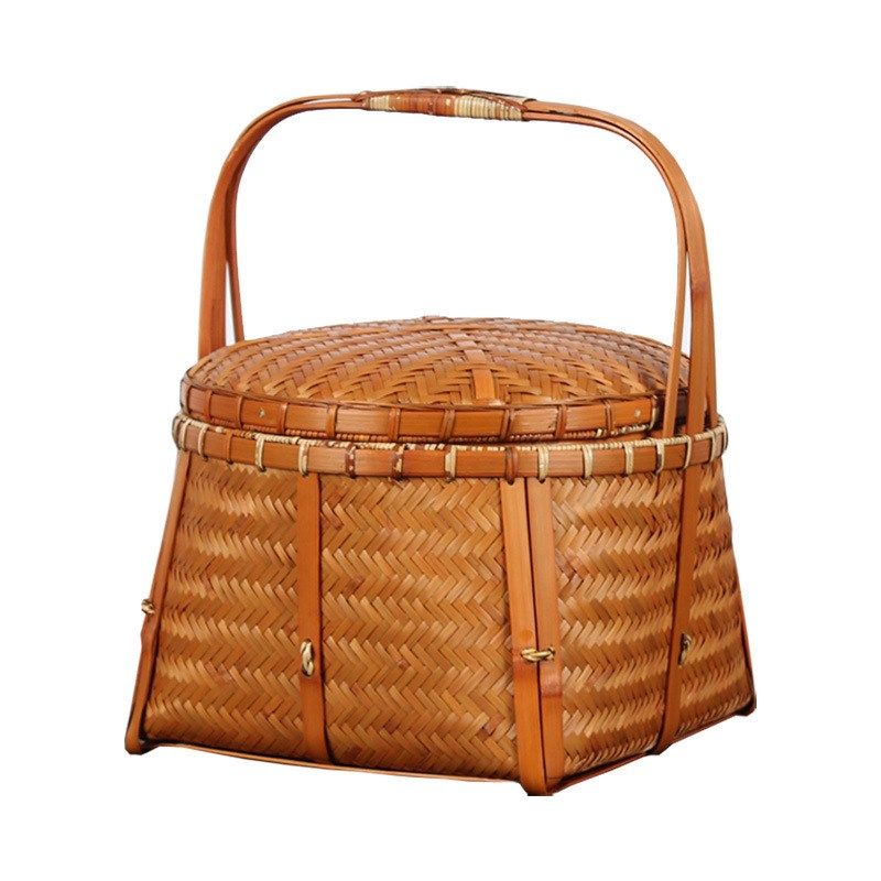 手工竹编篮复古竹篮竹筐箩筐手提篮茶道收纳篮子带盖食盒竹篓包邮,特色手工艺,其他特色工艺品,淘宝优惠券,粉丝福利购,淘宝优惠卷