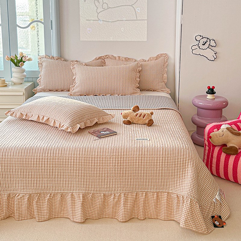 针织棉床盖三件套2024新款单人双人榻榻米防滑床单款炕盖四季通用