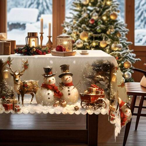 X 70866 Christmas Snowflake Waterproof Cloth 圣诞雪花印花防