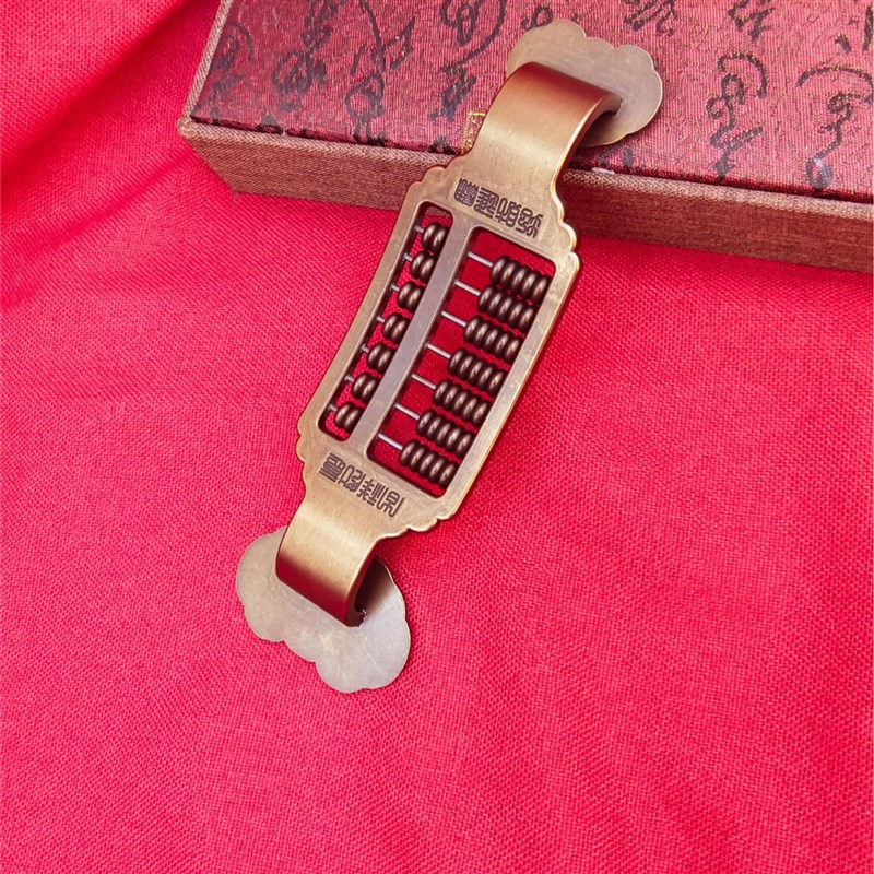 古玩铜器收藏铜鎏金五福如意算盘办公室客厅工艺品摆件送礼礼品