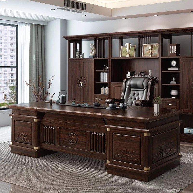 实木办公桌老板桌乌金木总裁桌大班台董事长单人桌办公桌家具组合,居家布艺,办公桌垫,淘宝优惠券,粉丝福利购,淘宝优惠卷
