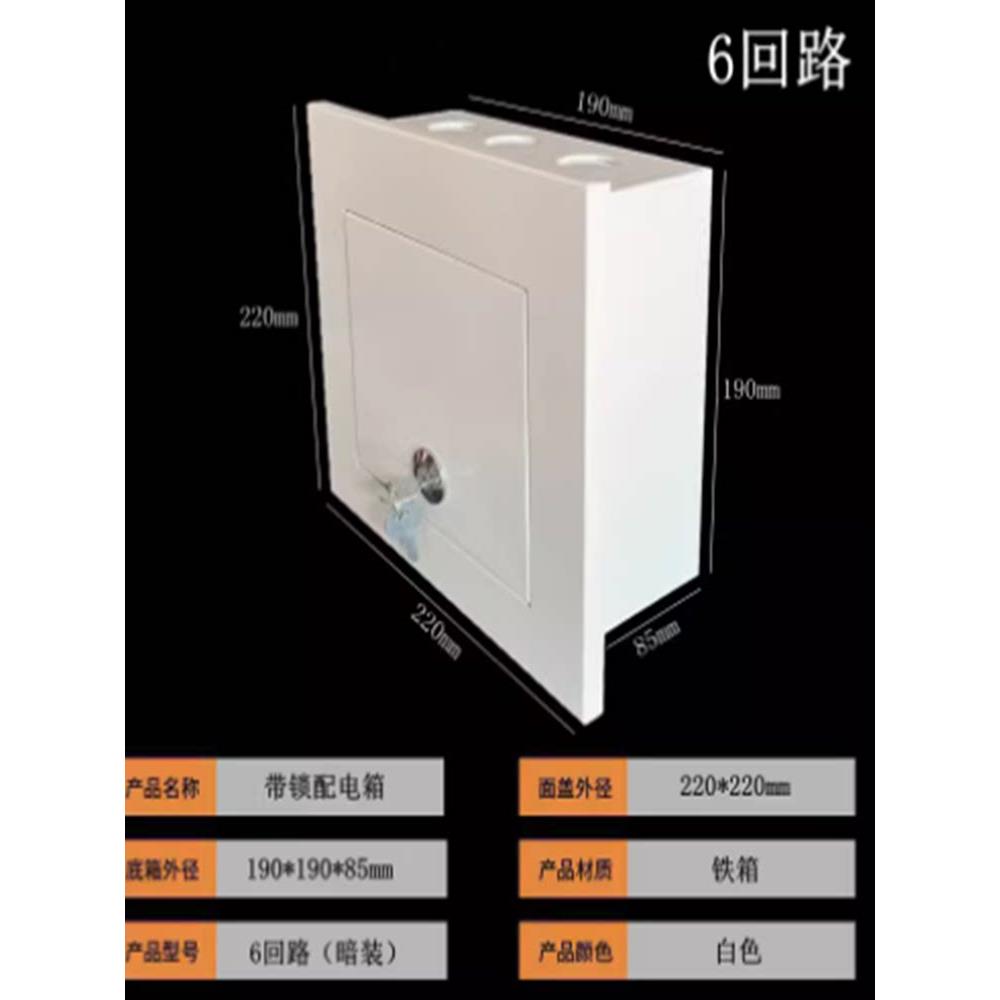 带锁配电箱防盗漏保箱暗装空气开关保护盒6/10/15/24路白色箱铁箱