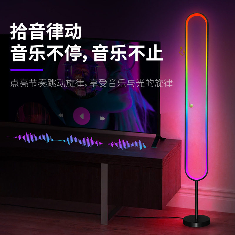 北欧LED幻彩拾音氛围落地灯