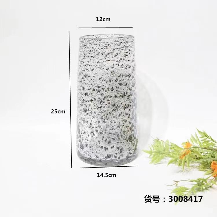 百搭玻3008417璃花花瓶理清晰酒适纹合水培插店别墅吧台摆件玄关