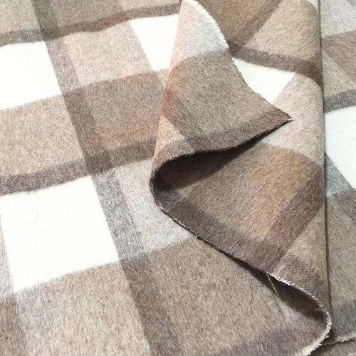 货羊毛双面顺毛格子面IRL料外套大衣服装面料粗纺毛呢现布料