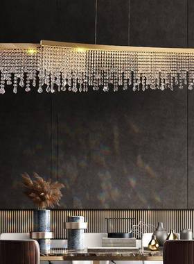225年新款灯具后现代不室PL-2049钢圆锈环流苏水0晶吊灯创意客厅