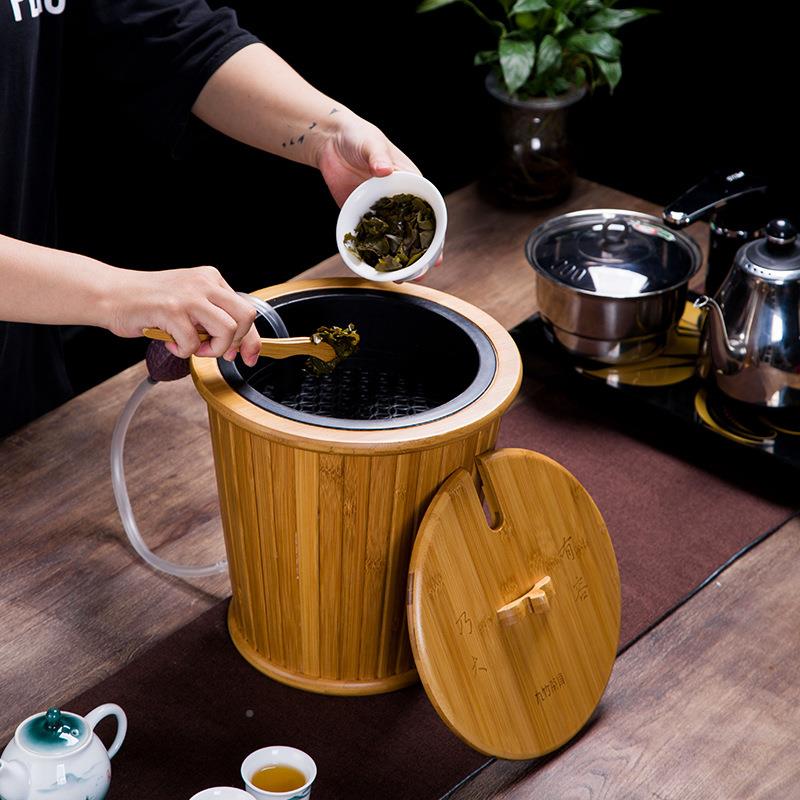 中竹制茶水桶过滤海纳百川垃大圾桶号储水渣桶茶方式形矮小号客厅