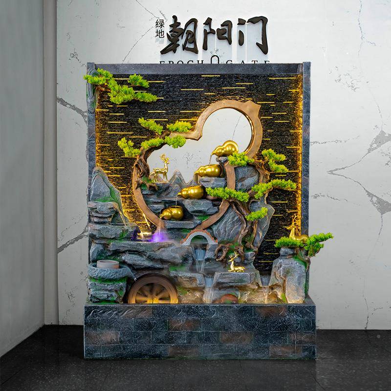 水幕墙流装水FVD屏风地假山喷泉景循环水葫芦饰招财风水轮客厅落