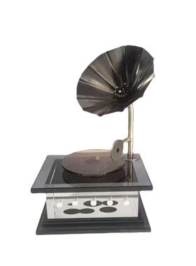 简约间现代黑色弧面形留水声机晶玻璃摆件样1606板客厅玄关桌装饰