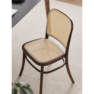 实木藤T编简餐椅中古靠背椅子约家用书桌椅69787法式 复古椅ON811