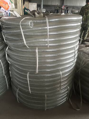 耐寒-35度防静电PVC透明钢丝软管炼油厂油罐车卸油专用钢丝管