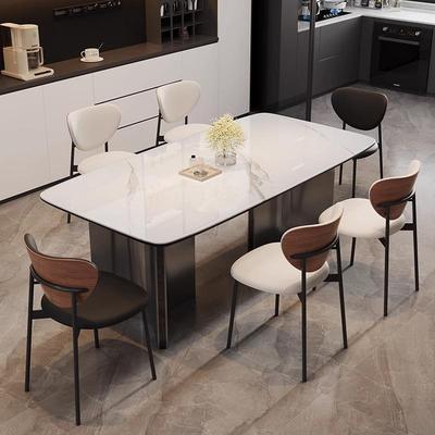 岩板餐桌现代OPS简约客厅家用小锈方户型不钢长形式轻奢饭意桌椅