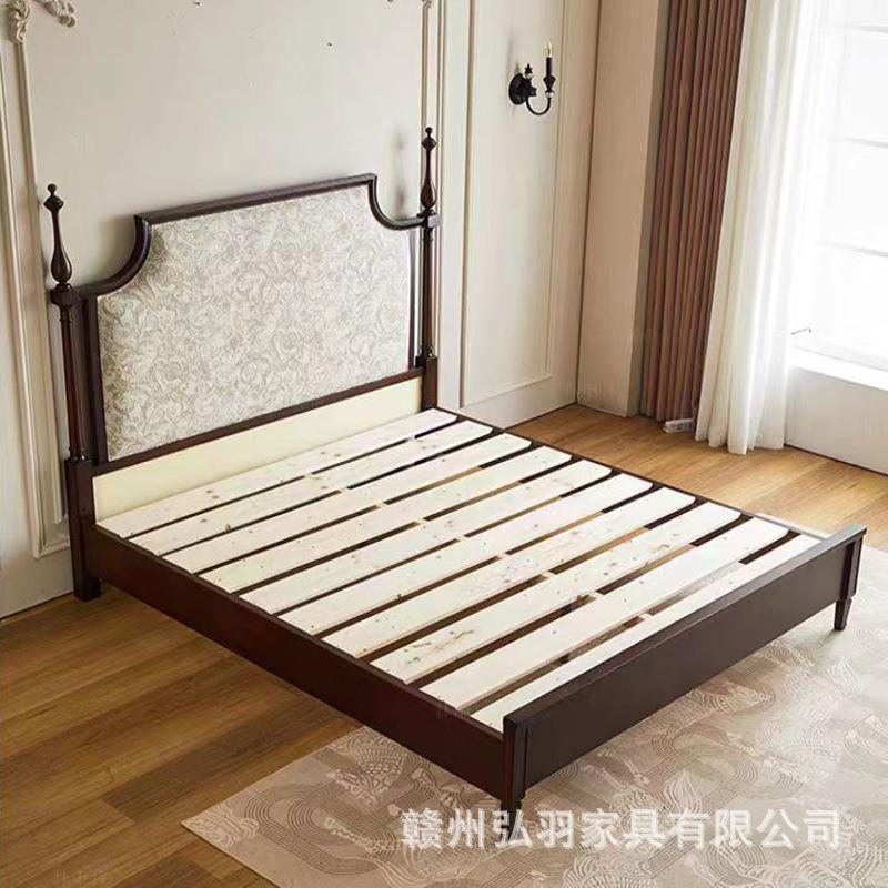 实床式古双人床简约温莎家具1.5米木法中古风主卧1.JM8米软复包