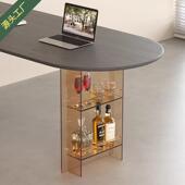 透明亚克力悬桌腿酒柜式 台桌脚黑518桌色茶色吧岛台茶几餐支浮架