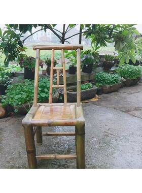 K8竹椅子靠背椅竹制家成人餐椅古家用竹凳子具中复休F76MT767式闲