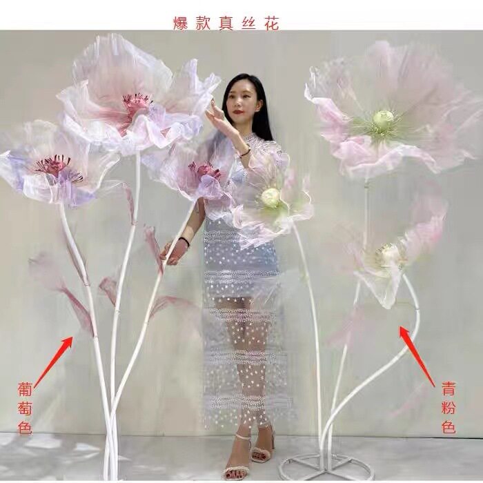 网红真丝新款真丝花婚庆t台舞台装饰道具路引花艺布展橱窗美陈
