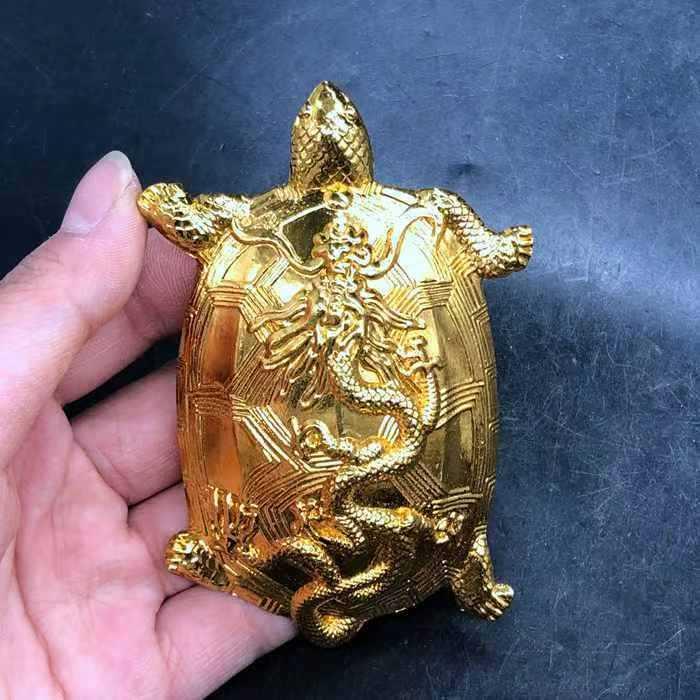 瑞古铜鎏金兽龟铜器招财进宝仿风水摆件家居龙客厅桌面装1饰品收