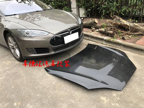 Model S改装大包围ModelS旧款改新款PD碳纤维前杠机盖