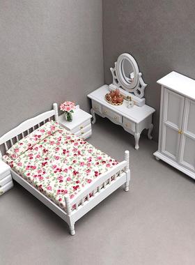 1:12娃娃屋dllhouse你家具型摆件白色卧室微迷场景床o梳妆模DF117