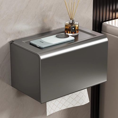 卫生间厕纸盒太空铝防水厕所纸巾卷纸置L物架免打孔酒店壁挂抽