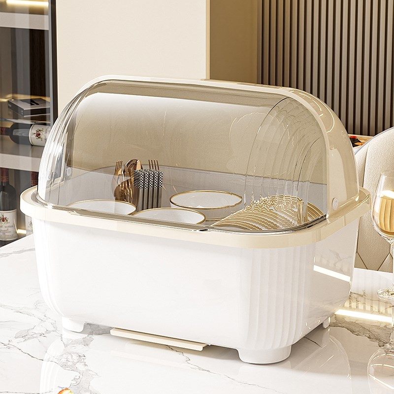 厨房沥水碗盘柜带盖子o放碗箱装碗碟盘家用碗架置物架子碗筷收纳