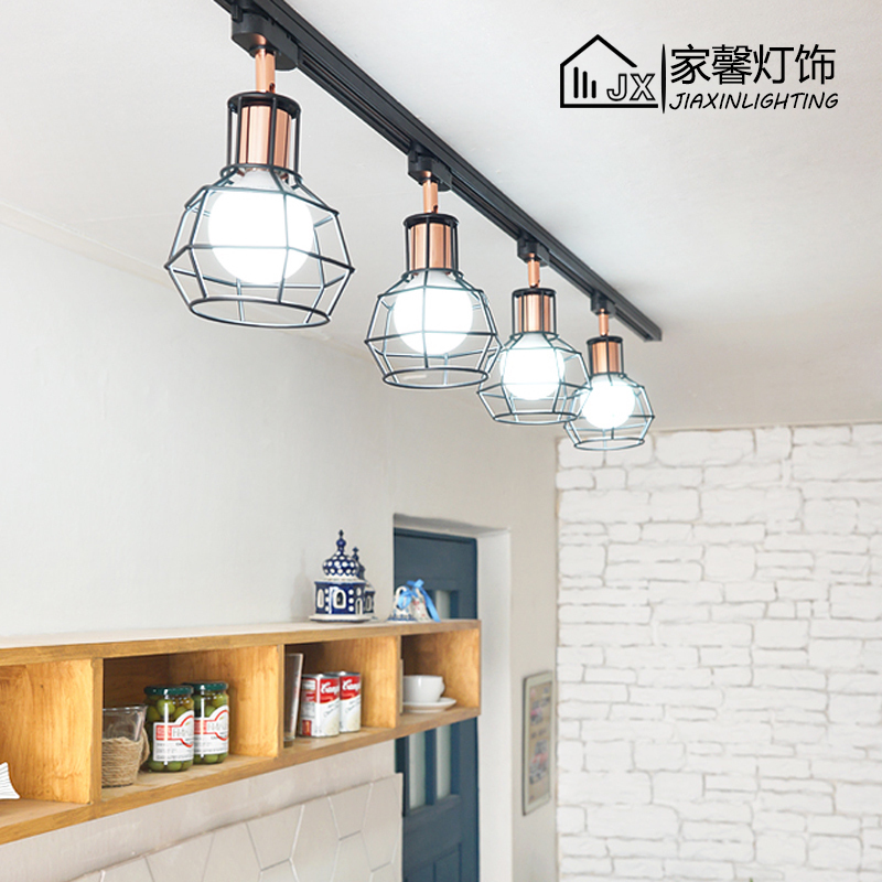 简约创意复古工业风全套轨道吊灯商用展厅背R景墙吸顶导轨灯具