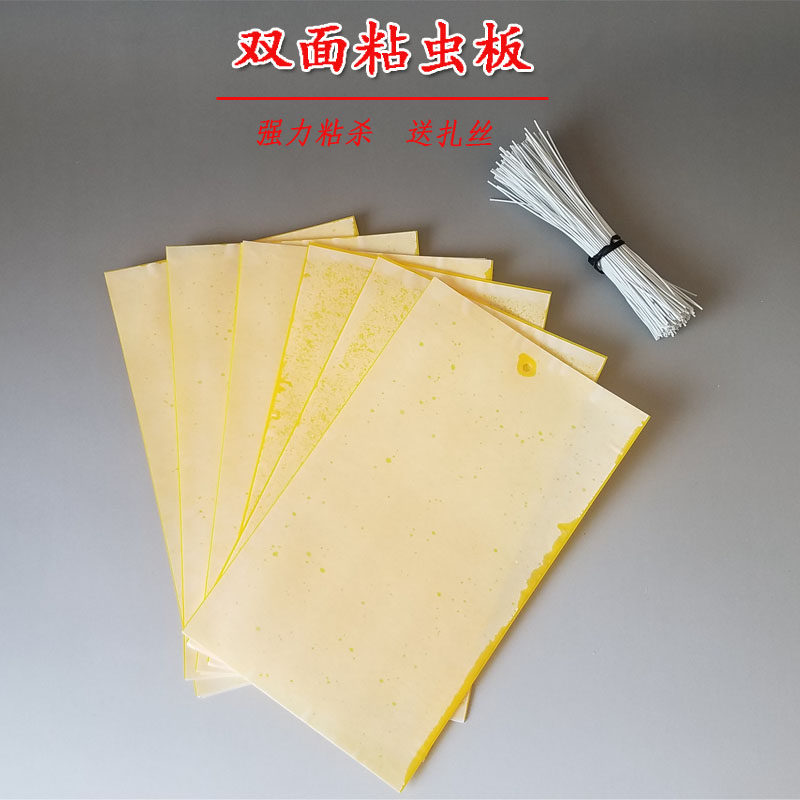 家庭花卉园艺驱虫用品双面粘虫纸防虫黄色粘虫板送扎带诱杀粘虫板