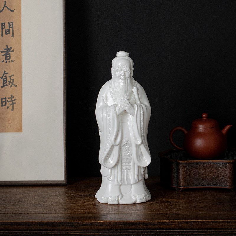 孔子像摆件中式陶瓷历史人物圣人孔夫子家居书房博古架工艺品礼品