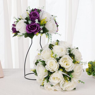 家居餐桌摆件仿真花客厅摆花酒店电动台花桌面假花摆件圆形塑料花