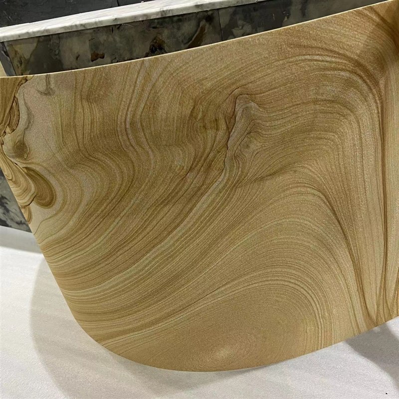 工厂米黄色可弯曲柔性透光天然岩板室内背景墙面外墙超薄石材