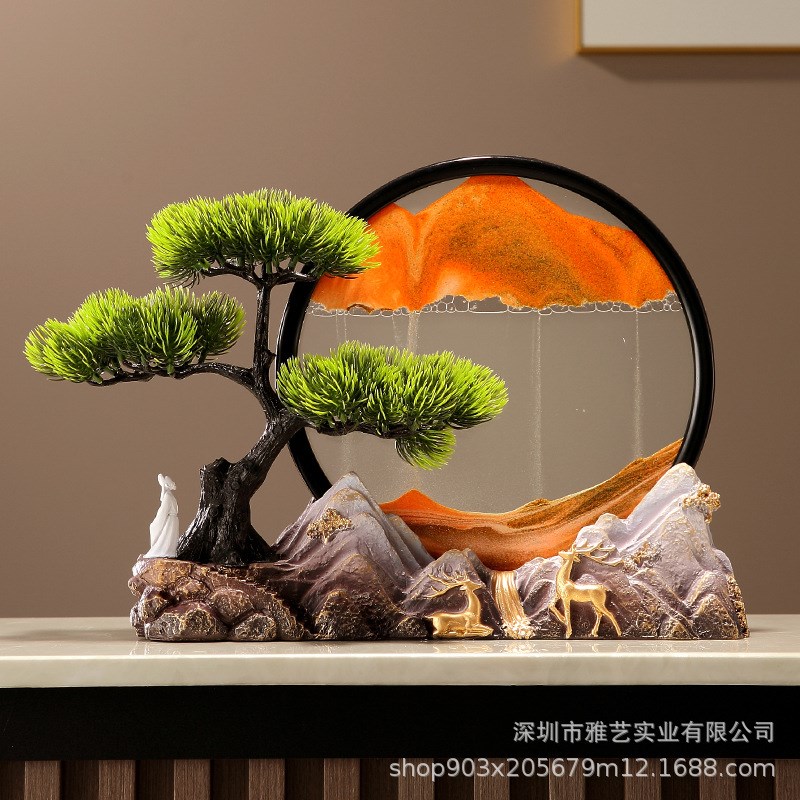 文创纪念品流沙画风景摆件中式客厅玄关电视柜办公室装饰创意礼品