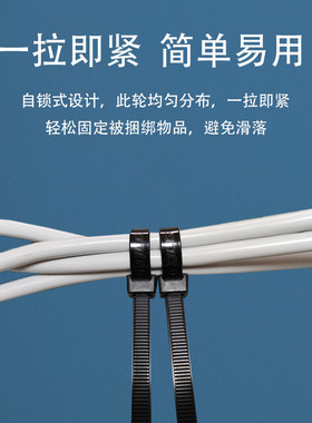自锁式尼龙扎带4*200 塑料捆绑捆扎带扎线束缚束线带电线扎条黑色