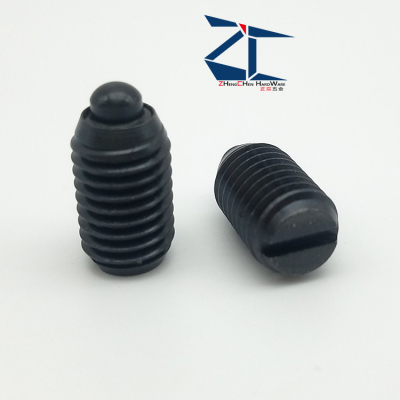 一字槽短型柱塞GN615.1-B 带螺纹闩头弹黄顶丝锁销(ZC203--1)