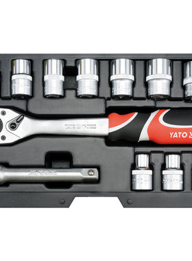 易尔拓 1/2DR铬钒钢12件套套筒扳手组套 机修套装YT-38671